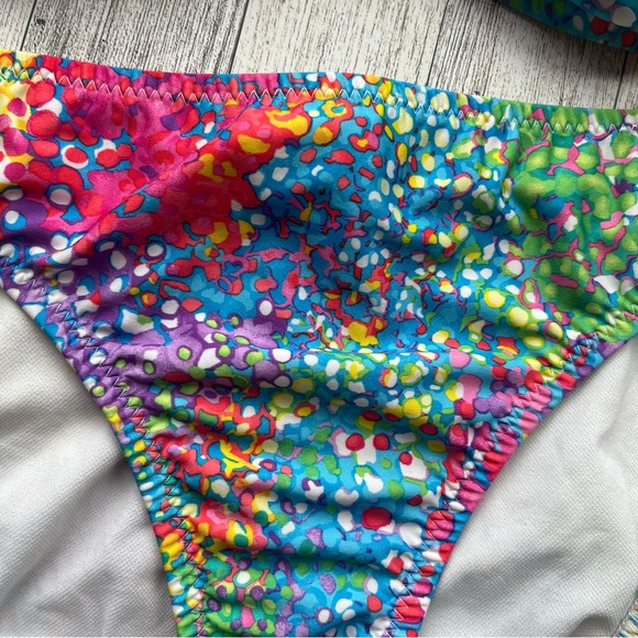 ABS Allen Schwartz bright colorful pattern twist bandeau style bikini size 6 - Picture 2 of 13